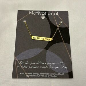 Motivational "Dream Big" Necklace – Gold Tone – NIP